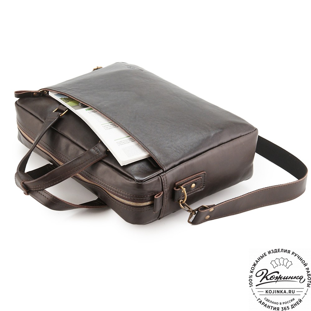 Кожаная деловая сумка "Хантер" (коричневая)